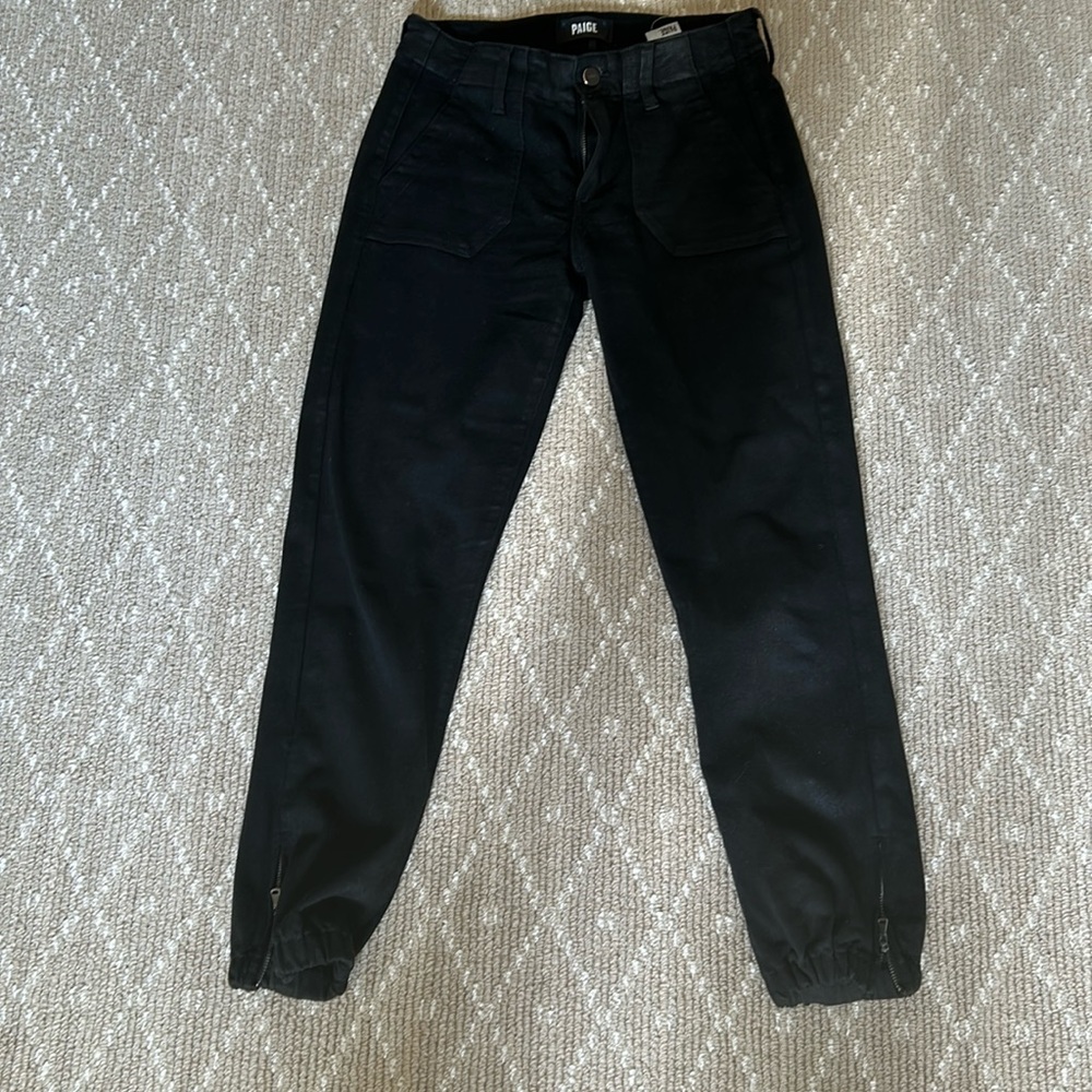 PaigeMayslie jogger size 25 EUC black metallic denim